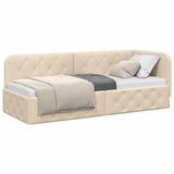 Cornice del letto ad angolo Crema 80 x 200 cm Tessuto