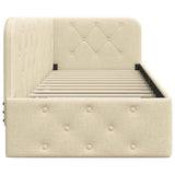 Cornice del letto ad angolo Crema 80 x 200 cm Tessuto