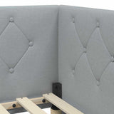 Cornice del letto ad angolo Grigio chiaro 90 x 190 cm Tessuto