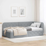 Cornice del letto ad angolo Grigio chiaro 90 x 190 cm Tessuto