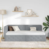 Cornice del letto ad angolo Grigio chiaro 90 x 190 cm Tessuto