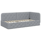 Cornice del letto ad angolo Grigio chiaro 90 x 190 cm Tessuto