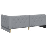 Cornice del letto ad angolo Grigio chiaro 90 x 190 cm Tessuto