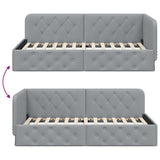 Cornice del letto ad angolo Grigio chiaro 90 x 190 cm Tessuto