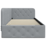 Cornice del letto ad angolo Grigio chiaro 90 x 190 cm Tessuto