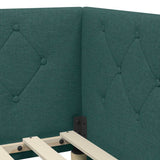 Cornice del letto ad angolo Verde Scuro 90 x 190 cm Tessuto