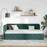 Cornice del letto ad angolo Verde Scuro 90 x 190 cm Tessuto