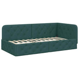 Cornice del letto ad angolo Verde Scuro 90 x 190 cm Tessuto