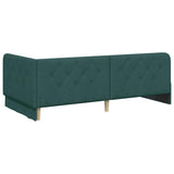 Cornice del letto ad angolo Verde Scuro 90 x 190 cm Tessuto