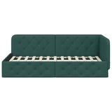 Cornice del letto ad angolo Verde Scuro 90 x 190 cm Tessuto
