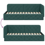 Cornice del letto ad angolo Verde Scuro 90 x 190 cm Tessuto