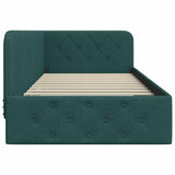 Cornice del letto ad angolo Verde Scuro 90 x 190 cm Tessuto