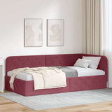 Cornice del letto ad angolo Rosso Vino 90 x 200 cm Tessuto