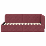 Cornice del letto ad angolo Rosso Vino 90 x 200 cm Tessuto