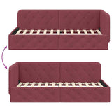 Cornice del letto ad angolo Rosso Vino 90 x 200 cm Tessuto