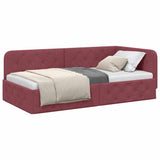 Cornice del letto ad angolo Rosso Vino 90 x 200 cm Tessuto