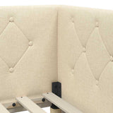 Cornice del letto ad angolo Crema 100 x 200 cm Tessuto