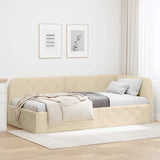Cornice del letto ad angolo Crema 100 x 200 cm Tessuto