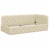 Cornice del letto ad angolo Crema 100 x 200 cm Tessuto
