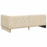 Cornice del letto ad angolo Crema 100 x 200 cm Tessuto