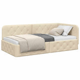 Cornice del letto ad angolo Crema 100 x 200 cm Tessuto