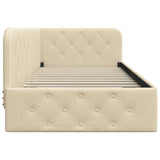 Cornice del letto ad angolo Crema 100 x 200 cm Tessuto
