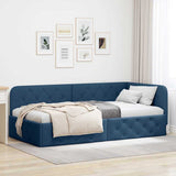 Cornice del letto ad angolo Blu 100 x 200 cm Tessuto