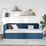 Cornice del letto ad angolo Blu 100 x 200 cm Tessuto