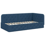 Cornice del letto ad angolo Blu 100 x 200 cm Tessuto