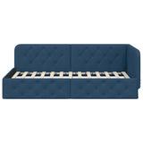 Cornice del letto ad angolo Blu 100 x 200 cm Tessuto
