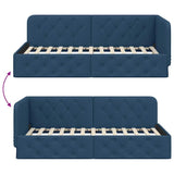 Cornice del letto ad angolo Blu 100 x 200 cm Tessuto