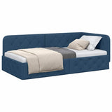 Cornice del letto ad angolo Blu 100 x 200 cm Tessuto