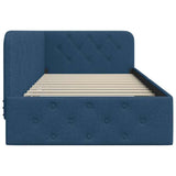 Cornice del letto ad angolo Blu 100 x 200 cm Tessuto