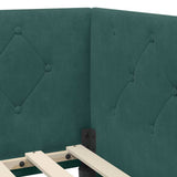 Cornice del letto ad angolo Verde Scuro 90 x 200 cm Velluto