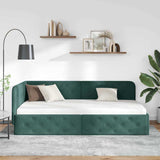 Cornice del letto ad angolo Verde Scuro 90 x 200 cm Velluto