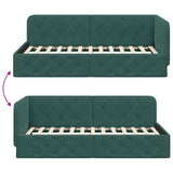 Cornice del letto ad angolo Verde Scuro 90 x 200 cm Velluto
