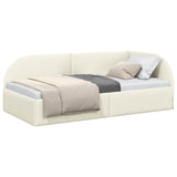 Cornice del letto ad angolo Crema 90 cm x 200 cm Velluto