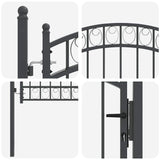 Cancello per recinzione con blocco Grigio 125 x 100 cm