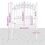 Cancello della recinzione con punte Grigio 100 x 100 cm