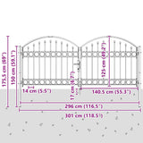 Cancello del Recinto con blocco Grigio 300 x 125 cm Acciaio