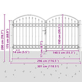 Cancello del Recinto con blocco Grigio 300 x 150 cm Acciaio