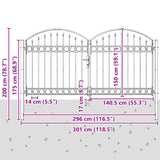 Cancello del Recinto con blocco Grigio 300 x 150 cm Acciaio