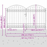 Cancello del Recinto con blocco Grigio 300 x 175 cm Acciaio