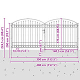 Cancello per recinzione ASSEN 401 x 224,5 cm Acciaio Grigio