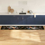 Tappetino da Cucina Floreale Nero 300 x 60 cm Velluto