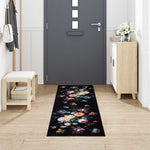 Tappetino da Cucina Floreale Nero 300 x 60 cm Velluto