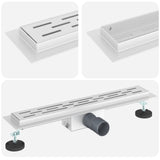 Drenaggio doccia con design a striscia Argento 60 cm