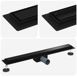 Drenaggio doccia 2 in 1 Nero 80 cm Acciaio Inox 304