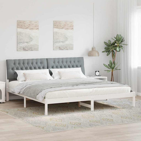 Letto con Testiera Rivestita con testiera Bianco 200 x 200 cm