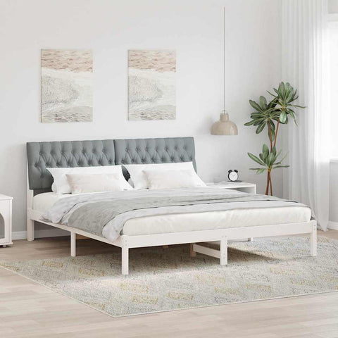 Letto con Testiera Rivestita con testiera Bianco 180 x 200 cm